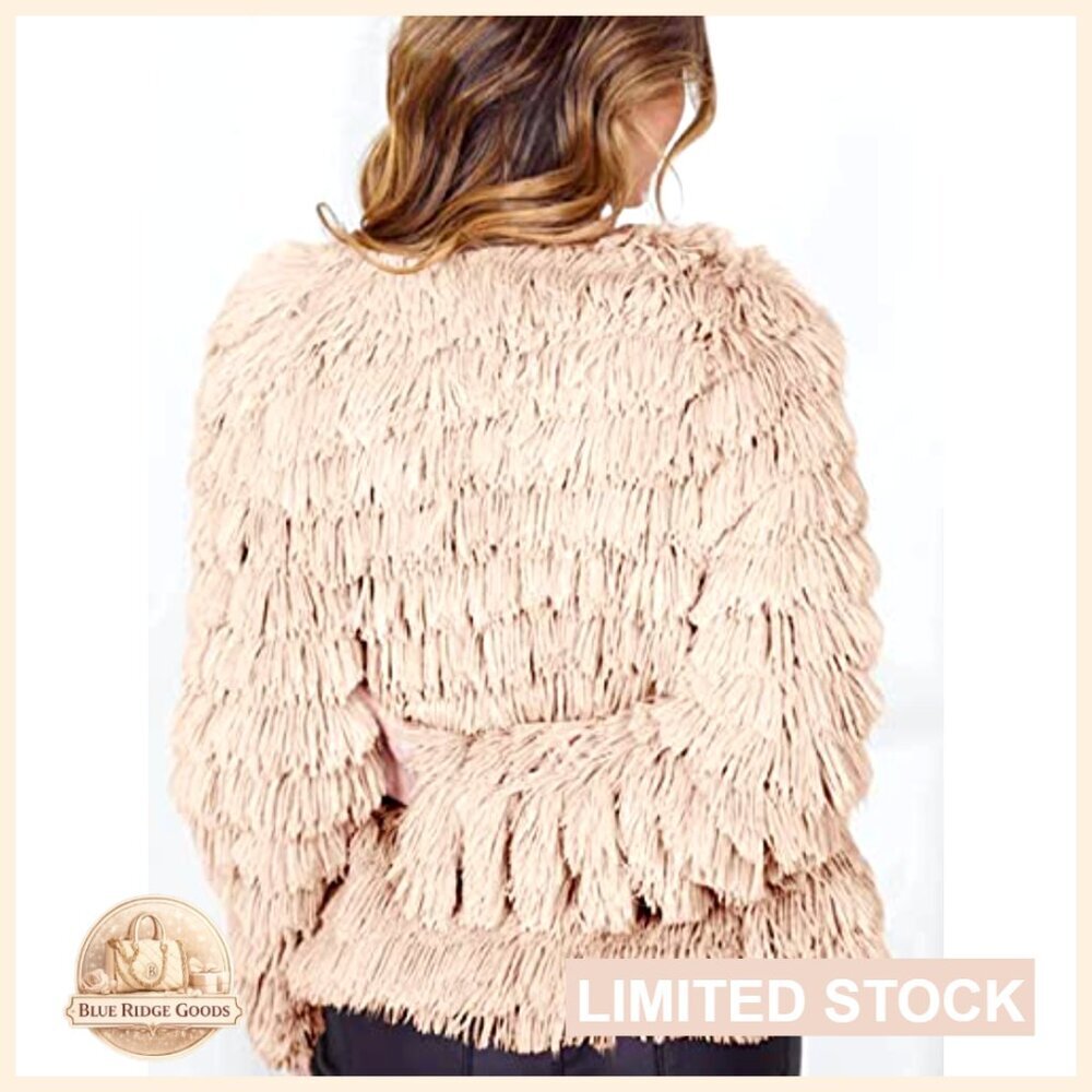 Faux Fur Cardigan Open Front Shaggy Jacket Vintage Y2K Chic Oversized Coat - Picture 5 of 7